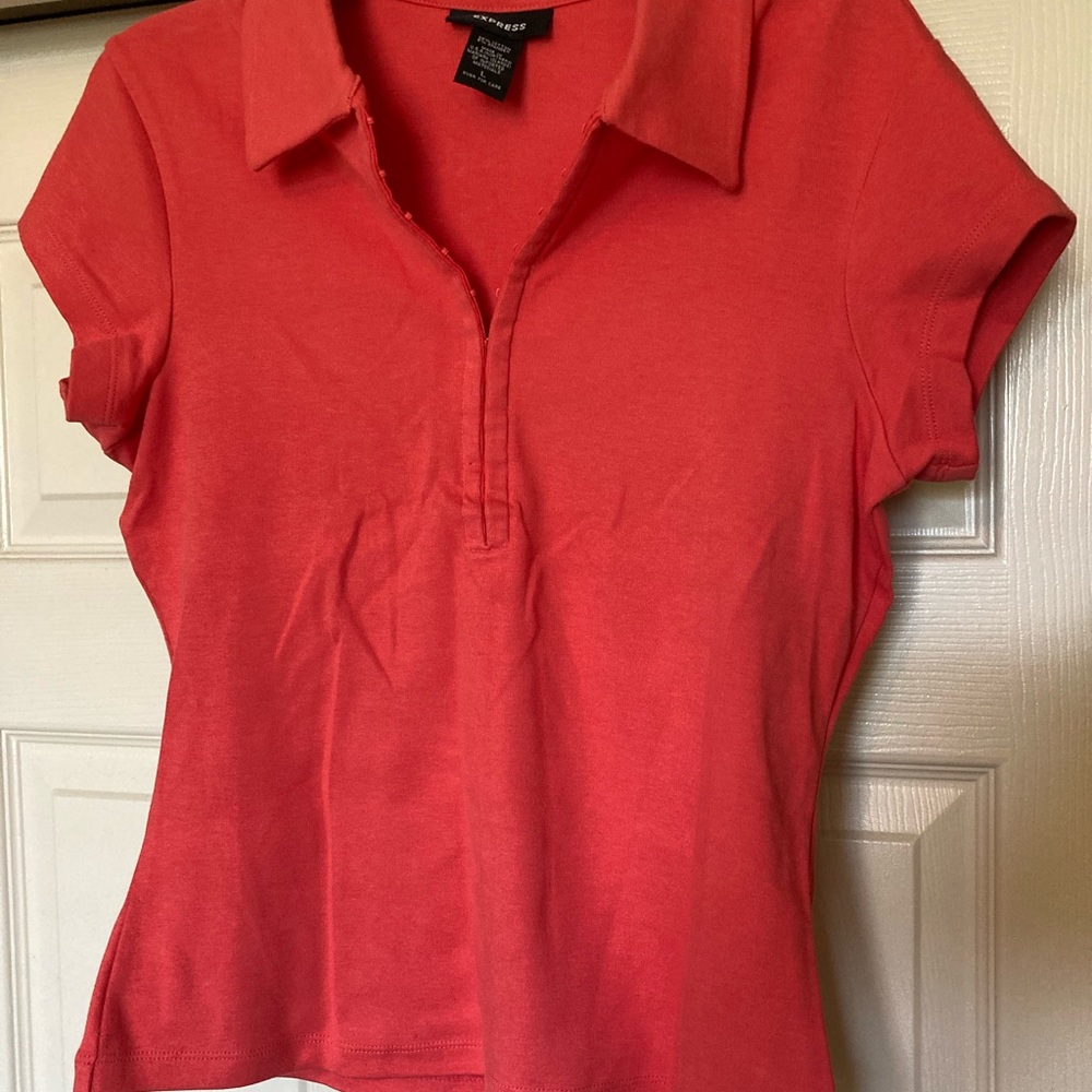 Express Peach Pink Short Sleeve Polo